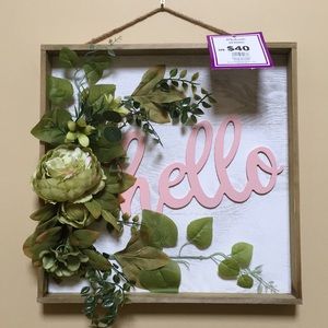 NWT Michaels Hello Floral sign hanging decor